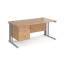 Maestro 25 800mm Deep Straight Desk With 3 Drawer Pedestal & Cable Managed Leg - Beech - NWOF