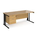 Maestro 25 800mm Deep Straight Desk With 2 Drawer Pedestal & Cable Managed Leg - Oak - NWOF