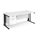 Maestro 25 800mm Deep Straight Desk With 2 Drawer Pedestal & Cable Managed Leg - White - NWOF