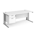 Maestro 25 800mm Deep Straight Desk With 2 Drawer Pedestal & Cable Managed Leg - White - NWOF