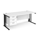 Maestro 25 800mm Deep Straight Desk With 3 Drawer Pedestal & Cable Managed Leg - White - NWOF