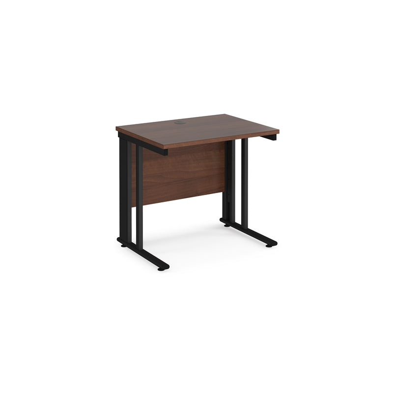 Maestro 25 600mm Deep Straight Desk With Cable Managed Leg - Walnut - NWOF