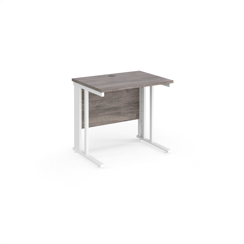 Maestro 25 600mm Deep Straight Desk With Cable Managed Leg - Grey Oak - NWOF