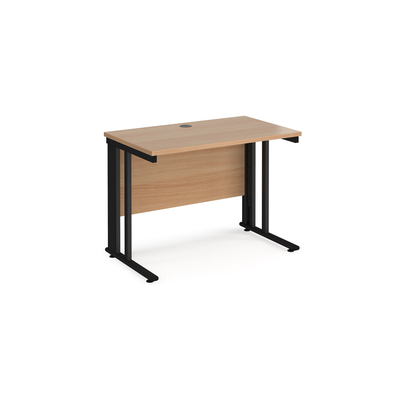 Maestro 25 600mm Deep Straight Desk With Cable Managed Leg - Beech - NWOF