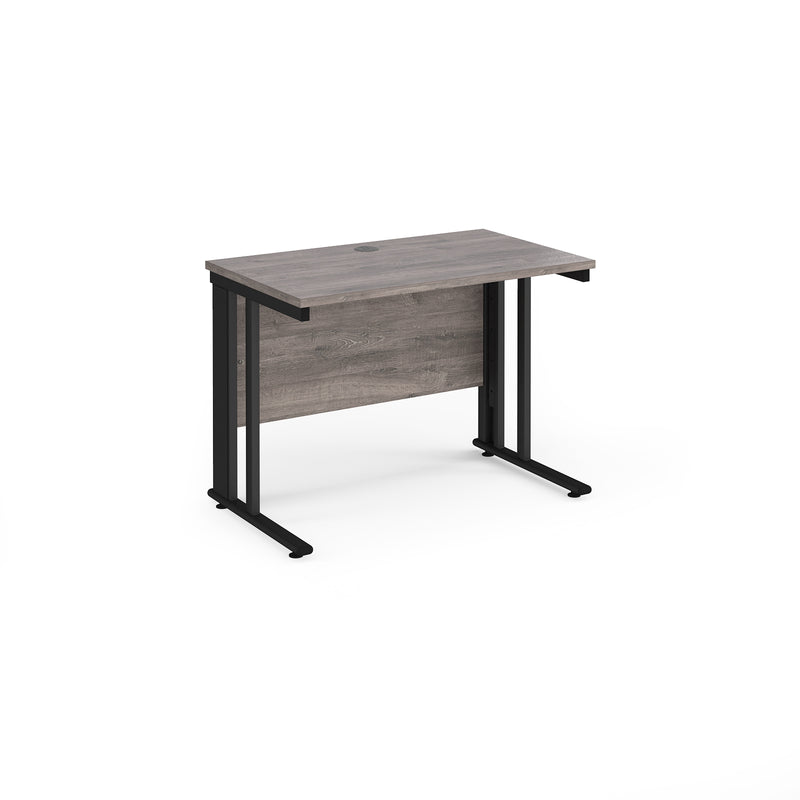 Maestro 25 600mm Deep Straight Desk With Cable Managed Leg - Grey Oak - NWOF