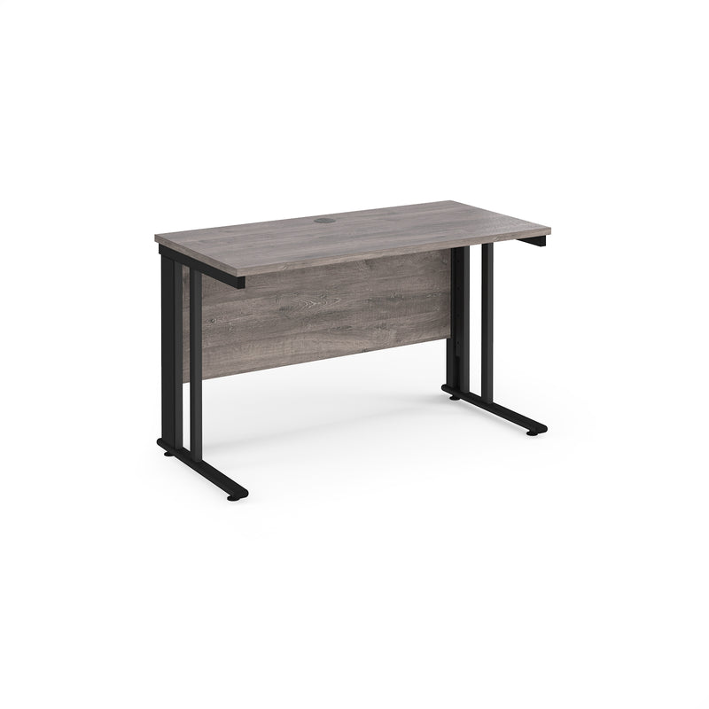 Maestro 25 600mm Deep Straight Desk With Cable Managed Leg - Grey Oak - NWOF