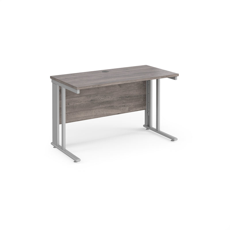 Maestro 25 600mm Deep Straight Desk With Cable Managed Leg - Grey Oak - NWOF