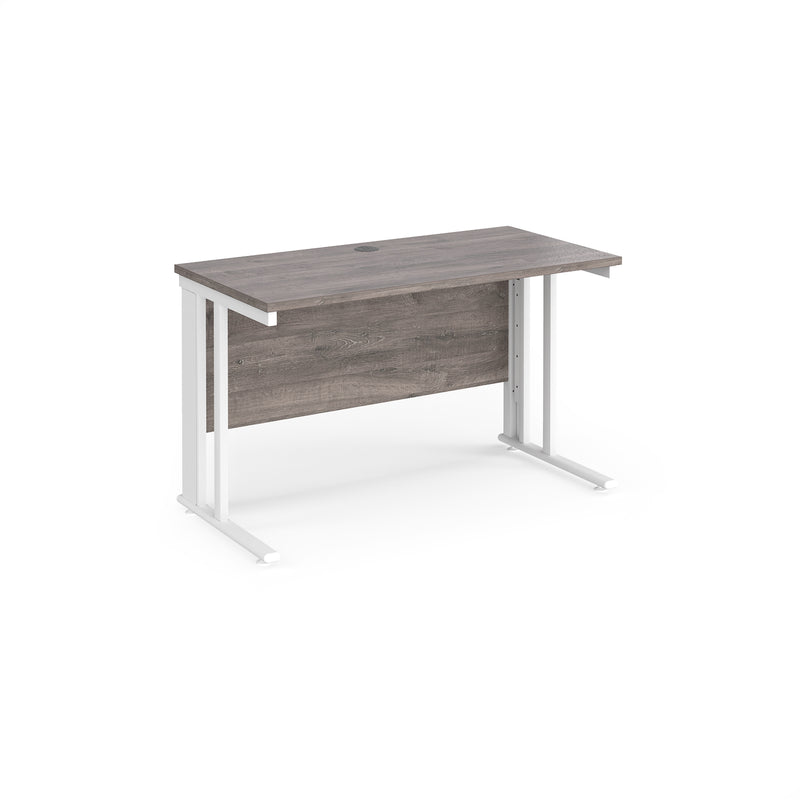 Maestro 25 600mm Deep Straight Desk With Cable Managed Leg - Grey Oak - NWOF