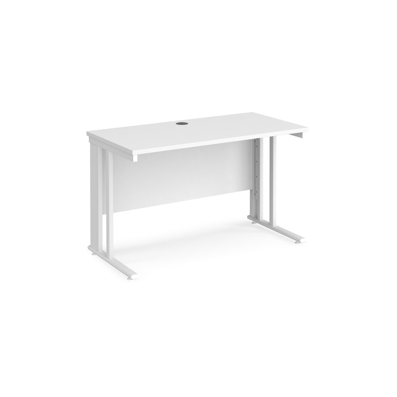 Maestro 25 600mm Deep Straight Desk With Cable Managed Leg - White - NWOF