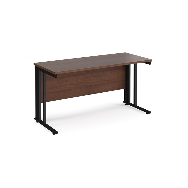 Maestro 25 600mm Deep Straight Desk With Cable Managed Leg - Walnut - NWOF