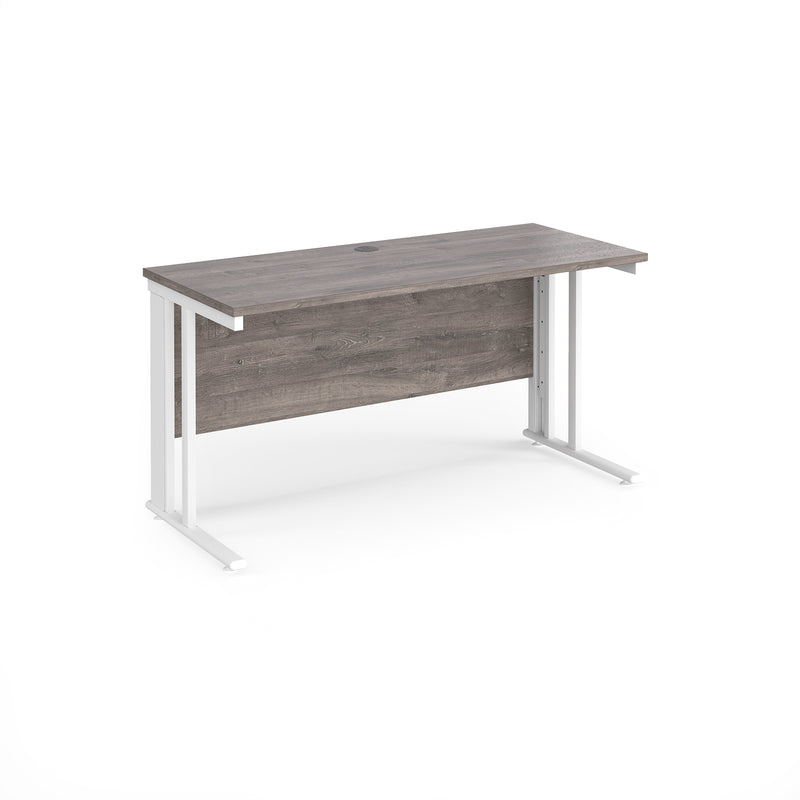 Maestro 25 600mm Deep Straight Desk With Cable Managed Leg - Grey Oak - NWOF