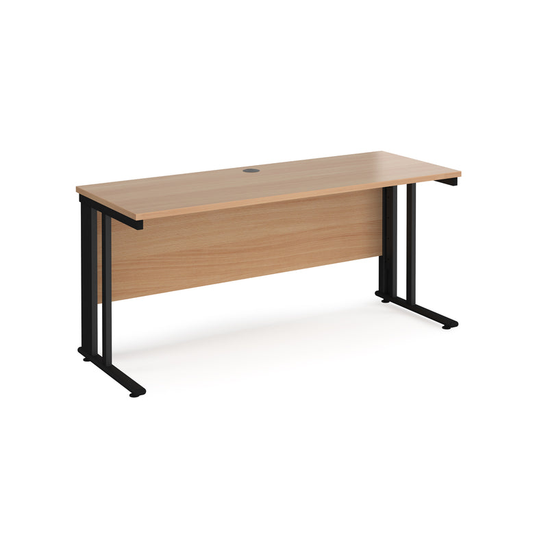 Maestro 25 600mm Deep Straight Desk With Cable Managed Leg - Beech - NWOF