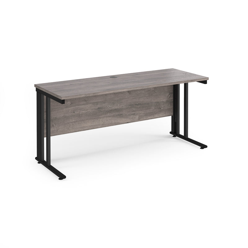 Maestro 25 600mm Deep Straight Desk With Cable Managed Leg - Grey Oak - NWOF