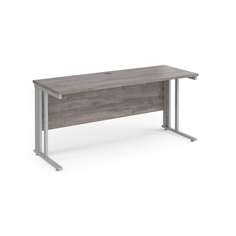 Maestro 25 600mm Deep Straight Desk With Cable Managed Leg - Grey Oak - NWOF