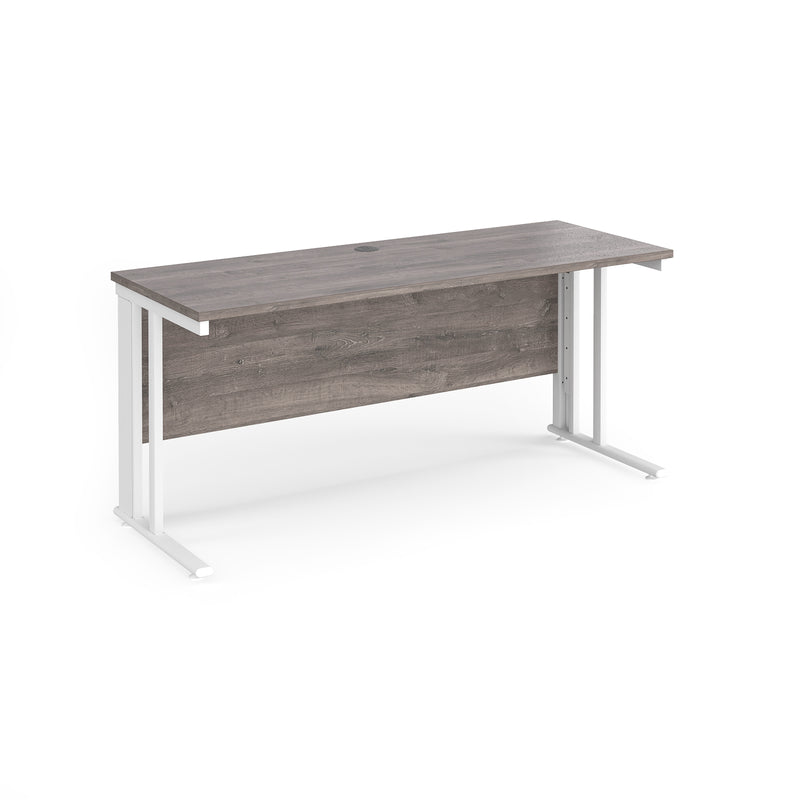 Maestro 25 600mm Deep Straight Desk With Cable Managed Leg - Grey Oak - NWOF