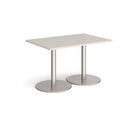 Monza Rectangular Dining Table With Flat Round Base - Light Grey - NWOF
