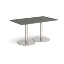 Monza Rectangular Dining Table With Flat Round Base - Onyx Grey - NWOF