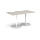 Monza Rectangular Dining Table With Flat Round Base - Light Grey - NWOF