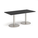 Monza Rectangular Dining Table With Flat Round Base - Black - NWOF