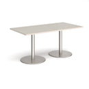 Monza Rectangular Dining Table With Flat Round Base - Light Grey - NWOF