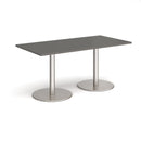 Monza Rectangular Dining Table With Flat Round Base - Onyx Grey - NWOF