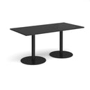 Monza Rectangular Dining Table With Flat Round Base - Black - NWOF