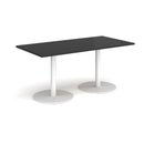 Monza Rectangular Dining Table With Flat Round Base - Black - NWOF