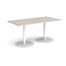 Monza Rectangular Dining Table With Flat Round Base - Light Grey - NWOF