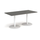 Monza Rectangular Dining Table With Flat Round Base - Onyx Grey - NWOF