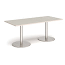 Monza Rectangular Dining Table With Flat Round Base - Light Grey - NWOF