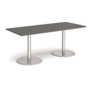 Monza Rectangular Dining Table With Flat Round Base - Onyx Grey - NWOF