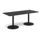 Monza Rectangular Dining Table With Flat Round Base - Black - NWOF