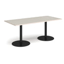 Monza Rectangular Dining Table With Flat Round Base - Light Grey - NWOF