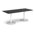 Monza Rectangular Dining Table With Flat Round Base - Black - NWOF