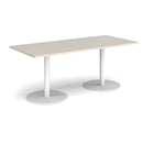 Monza Rectangular Dining Table With Flat Round Base - Light Grey - NWOF