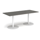 Monza Rectangular Dining Table With Flat Round Base - Onyx Grey - NWOF