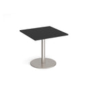 Monza Square Dining Table With Flat Round Base 800mm - Black - NWOF