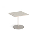 Monza Square Dining Table With Flat Round Base 800mm - Light Grey - NWOF