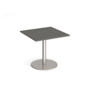 Monza Square Dining Table With Flat Round Base 800mm - Onyx Grey - NWOF