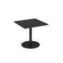 Monza Square Dining Table With Flat Round Base 800mm - Black - NWOF
