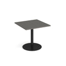 Monza Square Dining Table With Flat Round Base 800mm - Onyx Grey - NWOF
