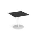 Monza Square Dining Table With Flat Round Base 800mm - Black - NWOF