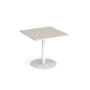 Monza Square Dining Table With Flat Round Base 800mm - Light Grey - NWOF