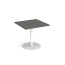 Monza Square Dining Table With Flat Round Base 800mm - Onyx Grey - NWOF