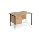 Maestro 25 800mm Deep Straight Desk With 2 Drawer Pedestal & H-Frame Leg - Beech - NWOF