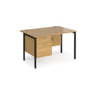 Maestro 25 800mm Deep Straight Desk With 2 Drawer Pedestal & H-Frame Leg - Oak - NWOF
