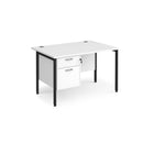Maestro 25 800mm Deep Straight Desk With 2 Drawer Pedestal & H-Frame Leg - White - NWOF