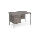 Maestro 25 800mm Deep Straight Desk With 2 Drawer Pedestal & H-Frame Leg - Grey Oak - NWOF