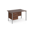 Maestro 25 800mm Deep Straight Desk With 2 Drawer Pedestal & H-Frame Leg - Walnut - NWOF