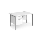 Maestro 25 800mm Deep Straight Desk With 2 Drawer Pedestal & H-Frame Leg - White - NWOF